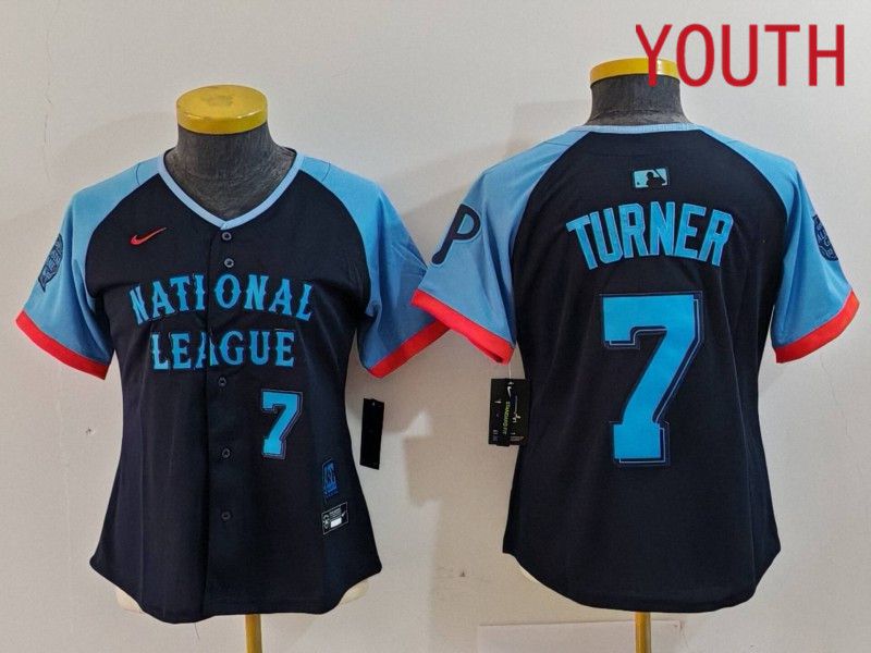 Youth Philadelphia Phillies #7 Turner Blue All star 2024 Nike MLB Jersey style 5->youth mlb jersey->Youth Jersey